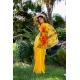 Women's Georgette  Printed Saree With Unstitched Blouse 5.5Mtr (Yellow)