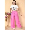 Dropship Women's Casual Rayon Solid Ankle Length Palazzo (Pink, Free Size)