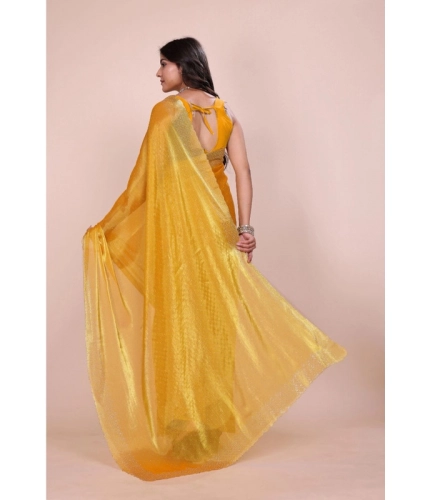 Women's Jimmy choo Embellished Bollywood Saree With Unstitched Blouse 5.5Mtr (Mustard)