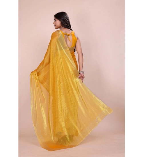 Women's Jimmy choo Embellished Bollywood Saree With Unstitched Blouse 5.5Mtr (Mustard) Women's Jimmy choo Embellished Bollywood Saree With Unstitched Blouse 5.5Mtr (Mustard)