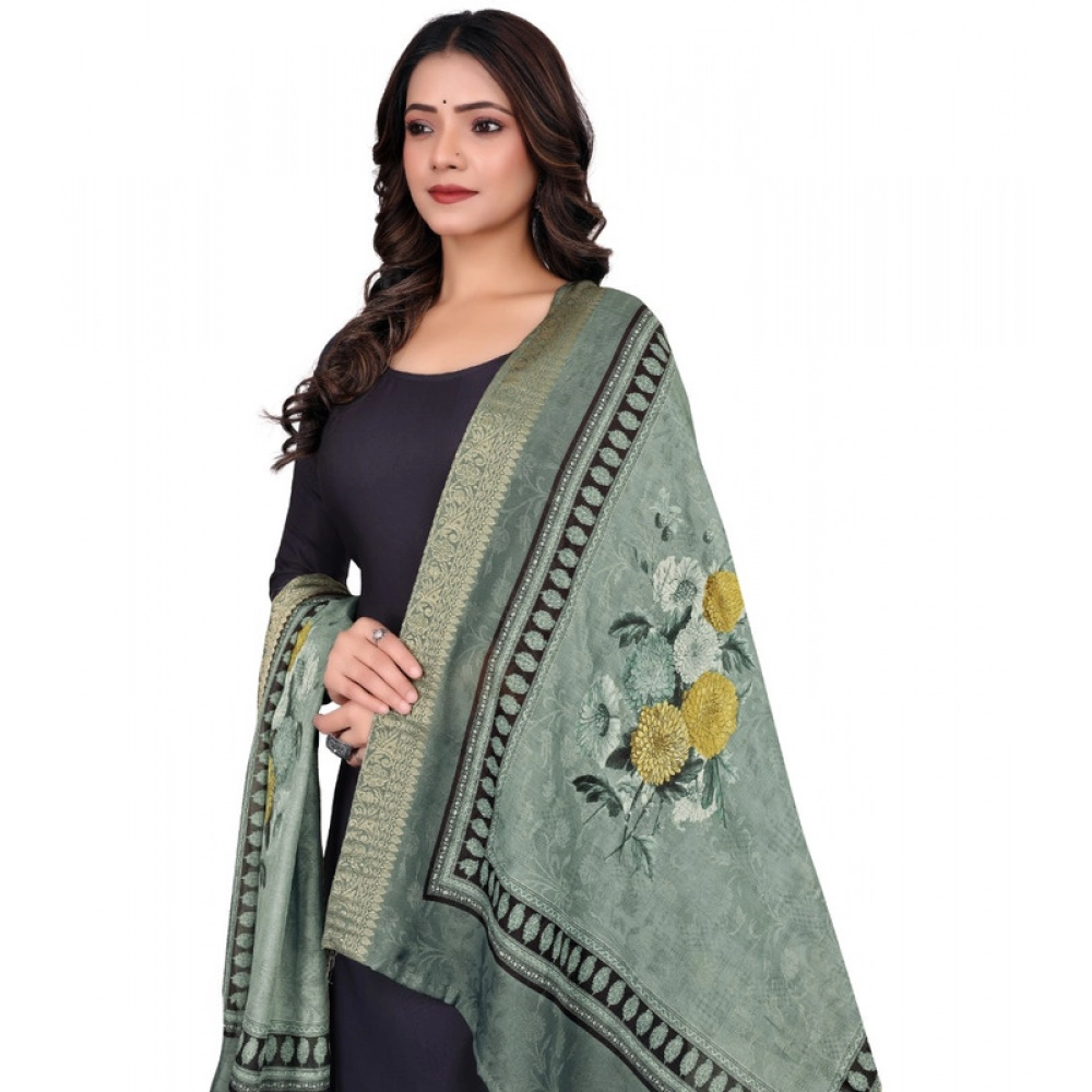 Women's chanderi silk Printed Dupatta (Green, Length: 2 Mtr) Women's chanderi silk Printed Dupatta (Green, Length: 2 Mtr)