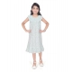Girl's Heavy Pc Printed Sleeve Less Round Neck Dress (Light Blue)