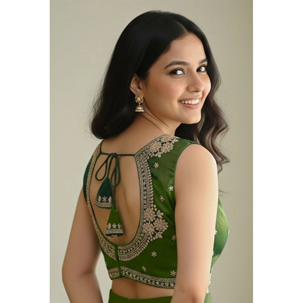 Women's Zimmi Choo Embroidered V-Neck Padded Blouse (Light-Green 38 Ready (Self Alterable 36–40)