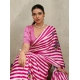 Women's Satin Crepe Printed Saree With Unstitched Blouse 5.5Mtr (Pink)