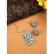 Women's Brass Silver Plated Pendant Set (Turquoise)