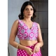 Women's Satin Crepe Printed Saree With Unstitched Blouse 5.5Mtr (Pink)
