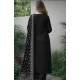 Women's Chanderi Silk Ethnic Motif Round 3/4th Sleeve Kurti With Pant Dupatta Set (Black)