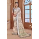 Women's Printed Cotton Linen Saree withPrinted  Saree With Unstitched Blouse (Beige, 5-6Mtrs)