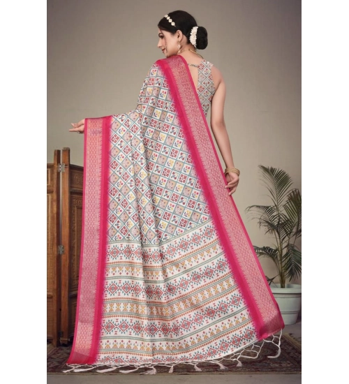 Women's Cotton Silk Printed Saree With Unstitched Blouse 5.5Mtr (Pink) Women's Cotton Silk Printed Saree With Unstitched Blouse 5.5Mtr (Pink)