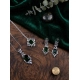 Women's Brass Silver Plated Pendant Set (Green)