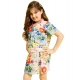 Girl's Polyester Cotton Blend Pattern-Floral Short Sleeves Skorts Set (Multicolor) Girl's Polyester Cotton Blend Pattern-Floral Short Sleeves Skorts Set (Multicolor)