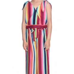 Girl's Polyester Crepe Floral Cold Shoulder Crop Top and Pallazo Set (Multicolor)