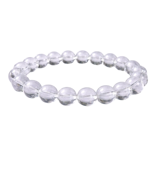 Natural Crystal 8mm Clear Quartz Bracelet (White)
