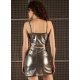 Women's Polyester Solid Shoulder Straps Top (Silver) Women's Polyester Solid Shoulder Straps Top (Silver)