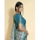 Women's Polyester Printed Saree With Unstitched Blouse 5.5 Mtr (Turquoise)