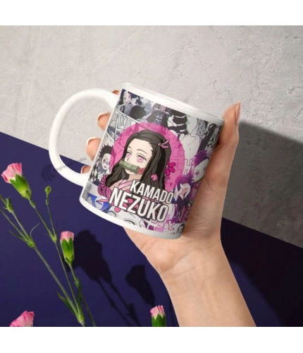 Anime Kamado Nezuko Ceramic Printed Coffee Mug (White)
