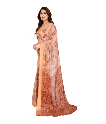 Women's Georgette Printed Saree With Unstitched Blouse 5.5Mtr (Orange) Women's Georgette Printed Saree With Unstitched Blouse 5.5Mtr (Orange)
