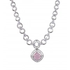 Women's Brass Silver Plated Necklace set (Pink)