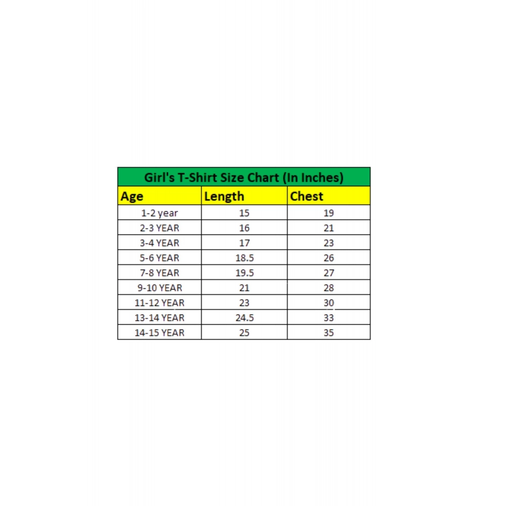 Girl's Cotton Printeded Round Neck T-Shirt (Yellow)