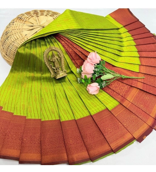 Women's Soft Silk Printed Saree With Unstitched Blouse 5.5Mtr (Green)