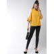 Women's Polyester Colour Block Slit Sleeve Top (Yellow-White)