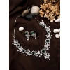 Women's Brass Silver Plated Necklace set (Green)