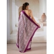 Women's Satin Crepe Printed Saree With Unstitched Blouse 5.5Mtr (Purple)