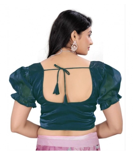 Women's Jimmy Solid Designer Neck Elastic Sleeve Readymade Blouse (Teal 38 , Alterable up to 42)-PID65835 Women's Jimmy Solid Designer Neck Elastic Sleeve Readymade Blouse (Teal 38 , Alterable up to 42)-PID65835