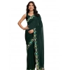 Women's Georgette Printed Saree With Unstitched Blouse 5.5Mtr (Green)