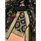 Women's Banarasi Silk Printed Unstitched Salwar Suit Material With Dupatta (Black, 3Mtrs)