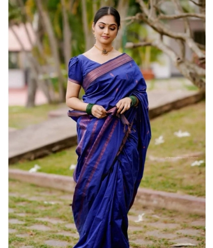 Women's Soft Lichi Silk Printed Saree With Unstitched Blouse 5.5Mtr (Blue) Women's Soft Lichi Silk Printed Saree With Unstitched Blouse 5.5Mtr (Blue)