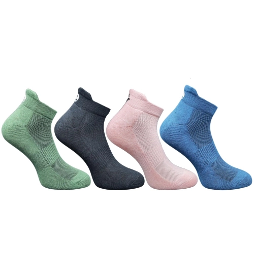 4_Pair Set Unisex Casual Cotton Printed Ankle Length Socks (Multicolor)