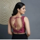 Women's Silk Blend Embroidered V-Neck Non Padded Blouse (Dark Wine 38 Ready (Alterable up to 42)