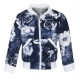 Girl's Polyester Printed Long Sleeves Bomber Jacket (White-Blue) Girl's Polyester Printed Long Sleeves Bomber Jacket (White-Blue)