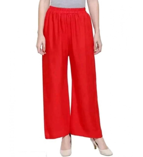 Women's Casual Rayon Solid Ankle Length Palazzo (Red, Free Size)