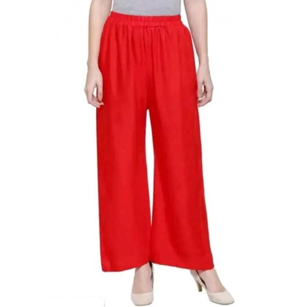 Dropship Women's Casual Rayon Solid Ankle Length Palazzo (Red, Free Size)
