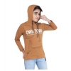 Boy's Cotton Printeded Hooded Neck Hoodies (Brown)