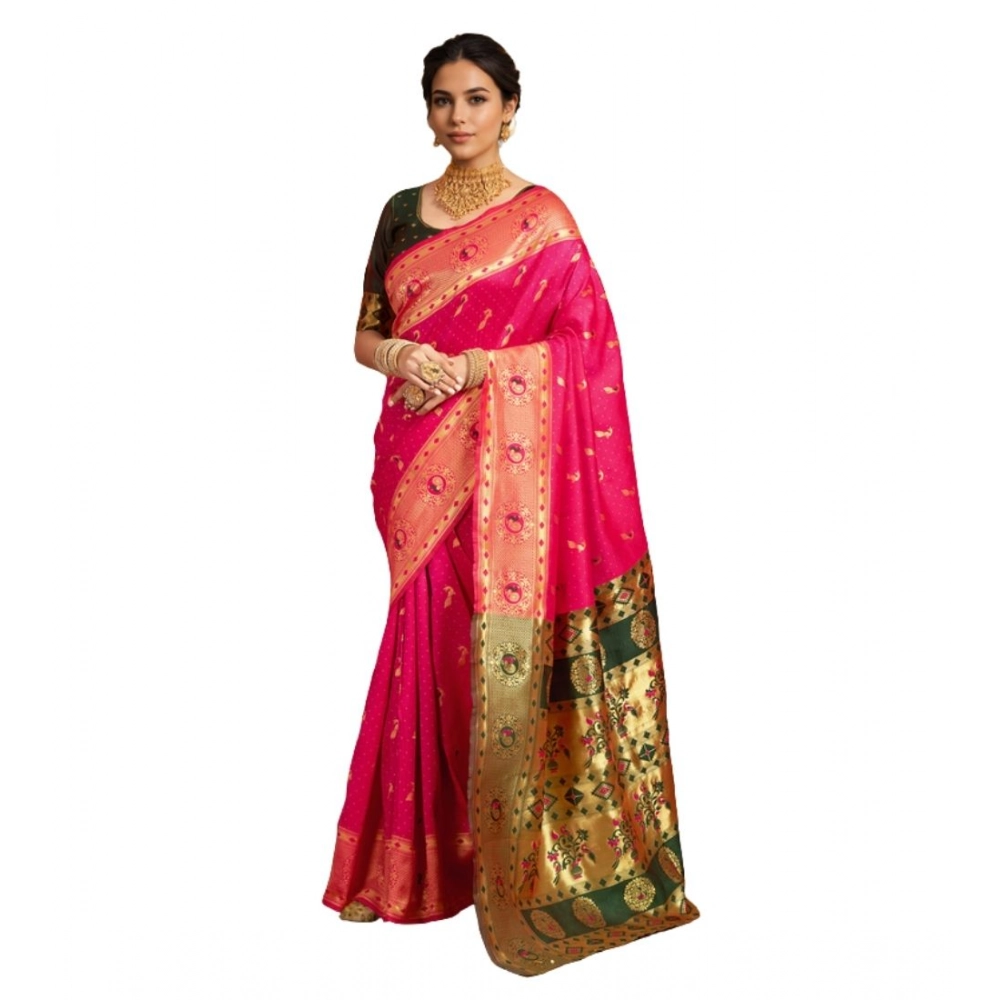Women's Silk Blend Zari Weaving Saree With Unstitched Blouse 5.5Mtr (Pink) Women's Silk Blend Zari Weaving Saree With Unstitched Blouse 5.5Mtr (Pink)