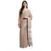 Women's Linen Cotton Printed Saree With Unstitched Blouse 5.5Mtr (Beige) Women's Linen Cotton Printed Saree With Unstitched Blouse 5.5Mtr (Beige)
