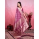Women's Banarasi Silk Printed Saree With Unstitched Blouse 5.5Mtr (Wine)