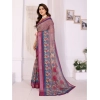 Women's Linen Cotton Printed Saree With Unstitched Blouse 5.5Mtr (Wine ) Women's Linen Cotton Printed Saree With Unstitched Blouse 5.5Mtr (Wine )