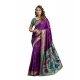 Women's Silk Blend Woven Saree With Unstitched Blouse 5.5 Mtr (Purple)