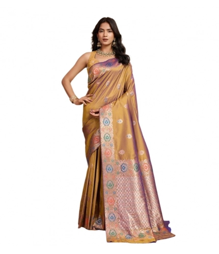 Women's Faux_Banarasi_Silk Woven Saree With Unstitched Blouse 5.5Mtr (Mustard) Women's Faux_Banarasi_Silk Woven Saree With Unstitched Blouse 5.5Mtr (Mustard)