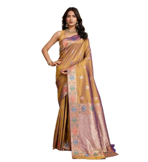 Women's Faux_Banarasi_Silk Woven Saree With Unstitched Blouse 5.5Mtr (Mustard)