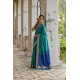 Women's Silk_Blend Ethnic Ikat Pattern Saree With Unstitched Blouse 5.5Mtr (Teal)