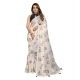 Women's Linen Cotton Printed Saree With Unstitched Blouse 5.5Mtr (Off White) Women's Linen Cotton Printed Saree With Unstitched Blouse 5.5Mtr (Off White)