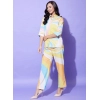 Women's Polyester Colour Blocking 3-4th Sleeve Co-Ord Set (Multicolor)