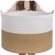 Cotton 16x14 Inch Pack of 1 Storage Basket For Clothes (Beige-White)