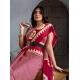 Women's Satin Crepe Printed Saree With Unstitched Blouse 5.5Mtr (Red)