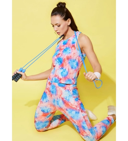 Women's Polyester Lycra Printed Sleeveless Active Wear (Multicolor) Women's Polyester Lycra Printed Sleeveless Active Wear (Multicolor)